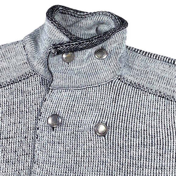 Barabas Coat Mens M Gray Pea Short Jacket Knitwear Metallic Button Logo Everyday - Picture 12 of 16